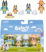 Bluey set 4 personaggi viaggio in famiglia