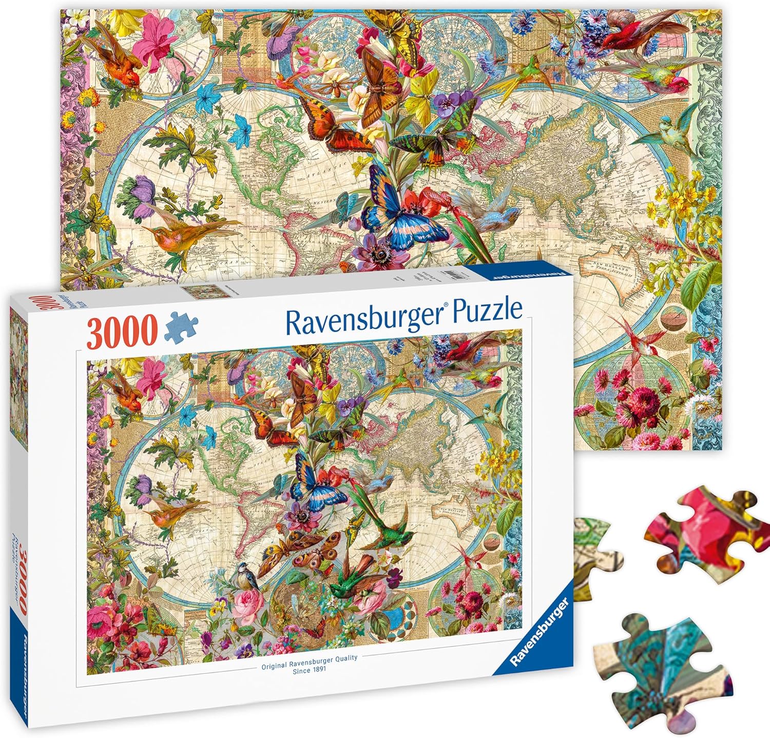 45653516615a9e49fe15435f8d0551b9cb5118f.jpg Mappamondo Flora e Fauna puzzle 3000 pezzi - immagine 1