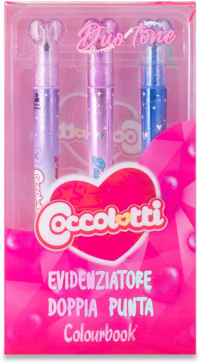 29910213da27d8b48abc69ffae7e7b05bfc1c20.jpg Set 3 evidenziatori doppia punta Duo Tone Coccolotti - immagine 1