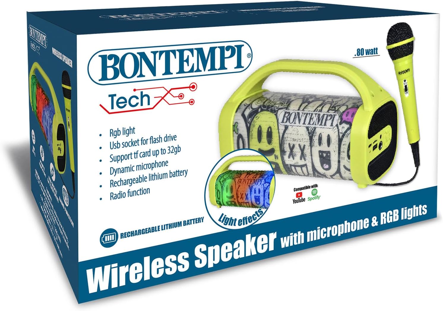 3083891e0f85bbe0154e1126398001133e2325c.jpg Cassa acustica wireless con microfono e luci RGB - immagine 1