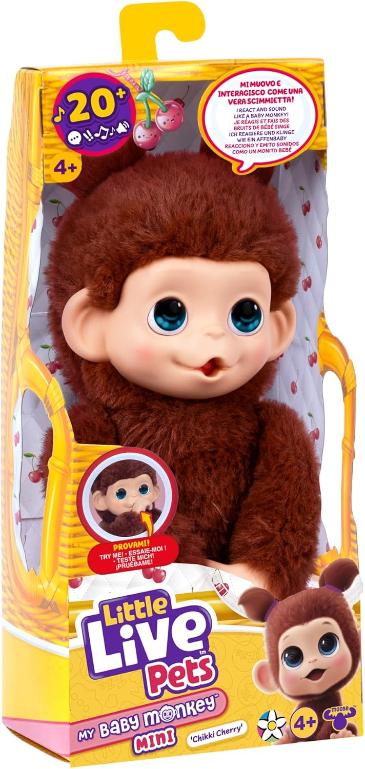 46371714ecc3b7f9ba10a1931d557244bf72025.jpg Little Live Pets My Baby Monkey mini Chikki Cherry - immagine 1