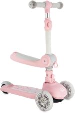 MoMi DEBE Monopattino Evolutivo Rosa 2 in 1 con Seduta con luci LED