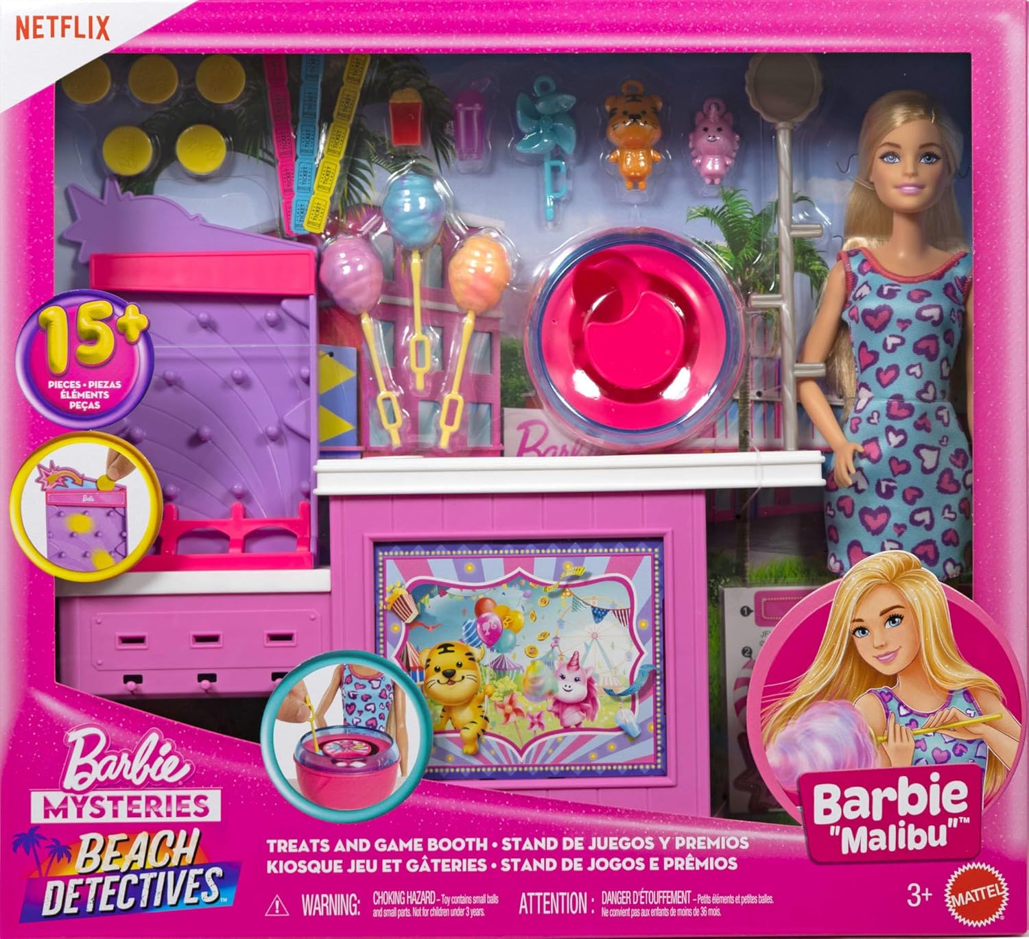 4406481b661a079024d92afbd8e10591cfd4892.jpg Barbie Mysteries: Beach Detectives Bambola Barbie Malibu Zucchero Filato - immagine 1