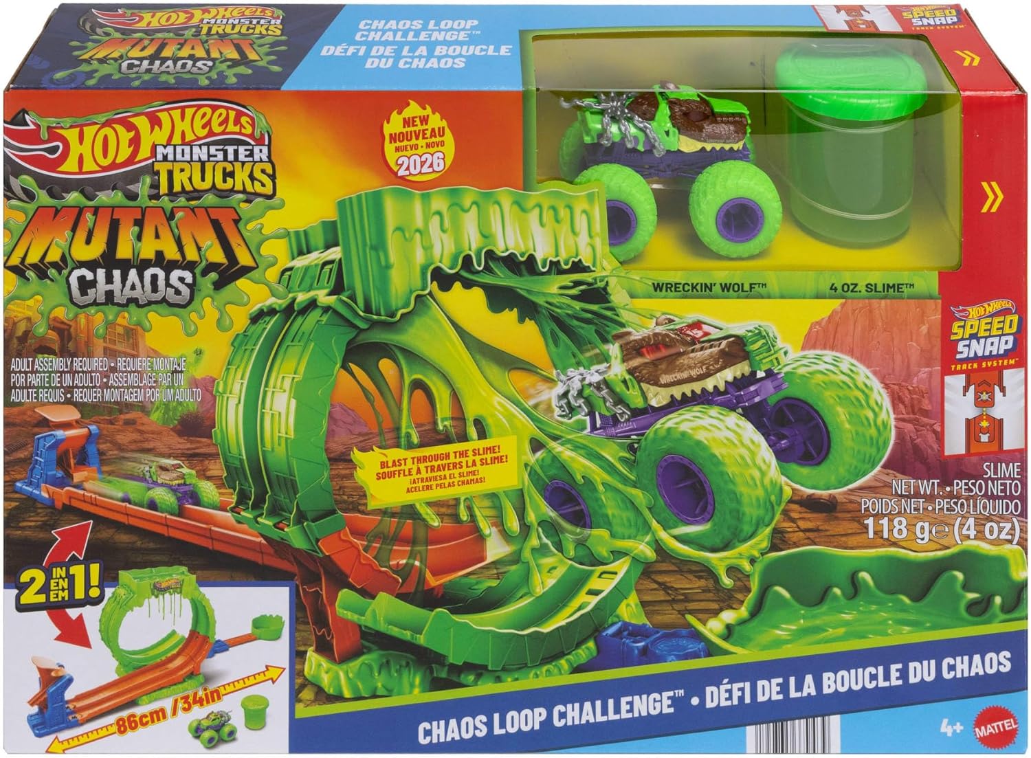 4721651f0629358d3db131ac82d140f24756880.jpg HotWheels Monster Trucks Mutant Chaos Sfida del Loop - immagine 1