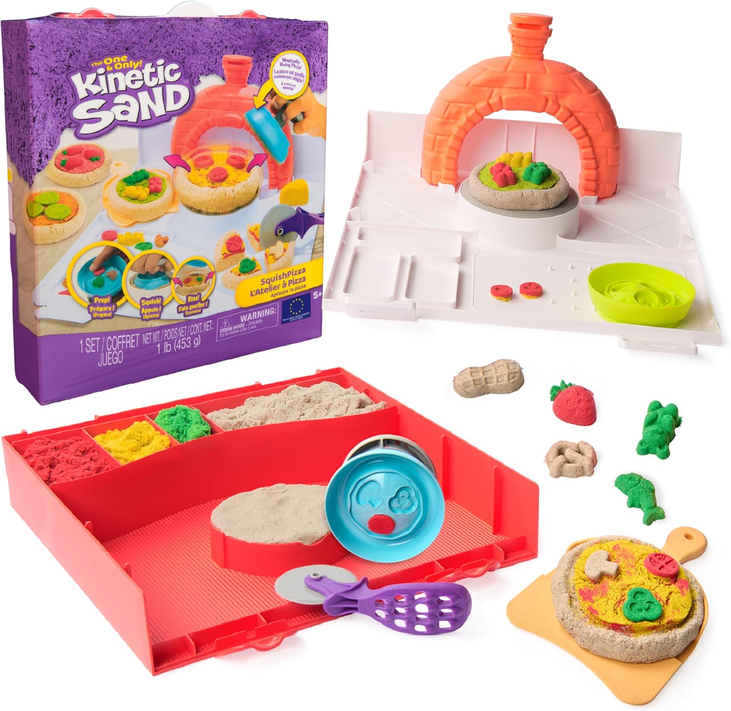 2997631baec8f5d98b1f3d9c2198adaf220a403.jpg Kinetic Sand PLAYSET SQUISH PIZZA - immagine 1