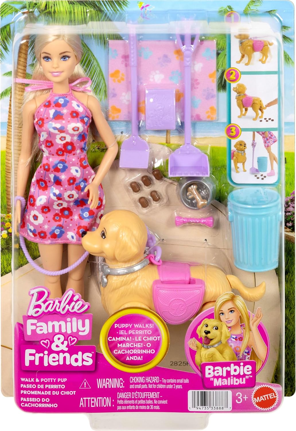 3184241d5eb7b456448066c0065efbd4cda2b88.jpg Barbie Family & Friends - Cagnolina cammina e fa pupù - immagine 1