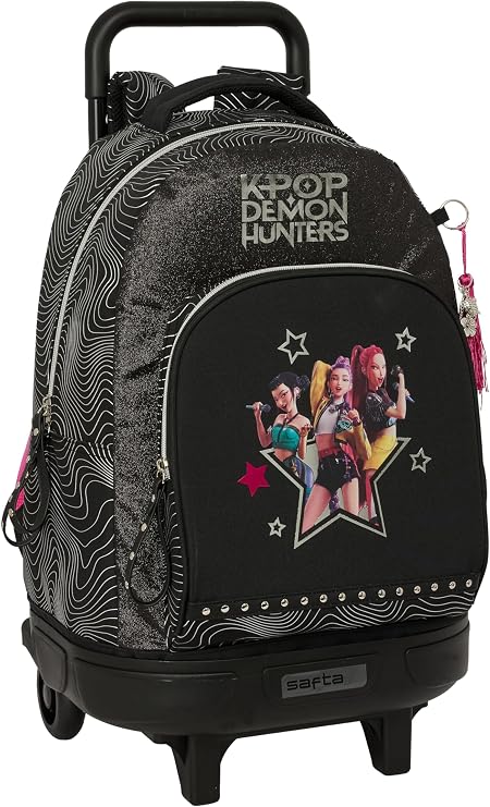 48163412de691aea34d4a90a4d0d06d9a10600f.jpg K-POP Demon Hunters ENERGY Zaino trolley nero - immagine 1